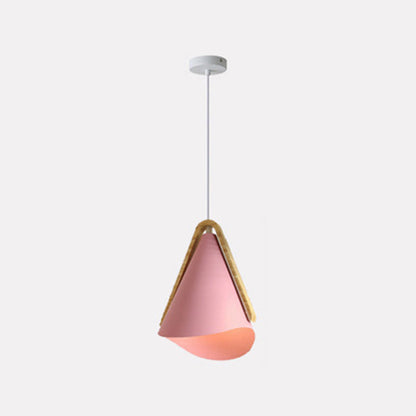 Warm Ambience Cone Metal and Wood Pendant Light