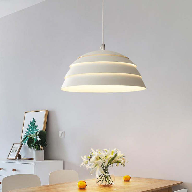 Warm Glow Metal Semi Globe Pendant Light