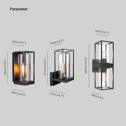 Outdoor Wall Light Rectangular Modern Black Metal