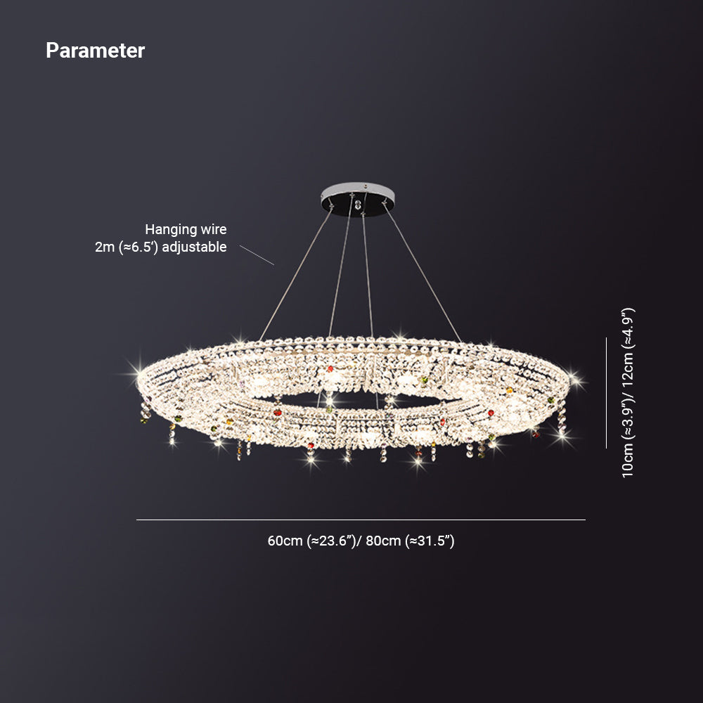 Pendant Light for Living Room Ambience Round Crystal Ring