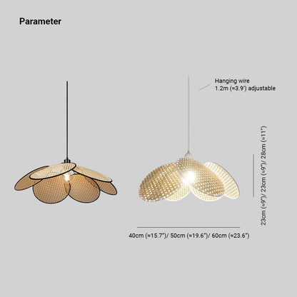 Natural Durable Pendant Light With Rattan Willow Weave