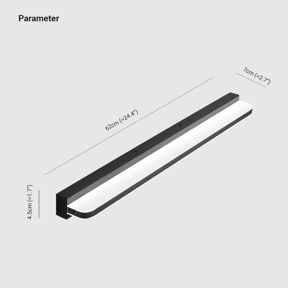 Modern Rectangular Bathroom Wall Light With Mirror Finish