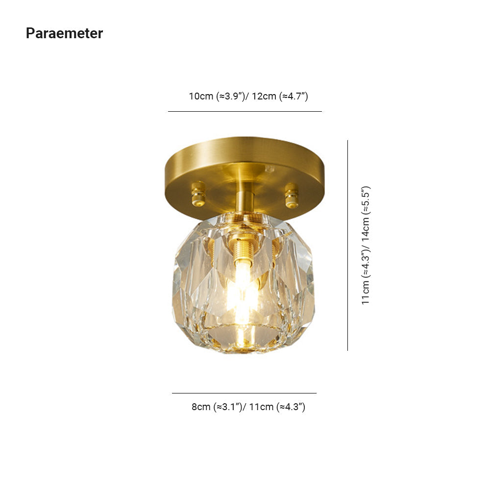 Gold Finish Aurora Luxe Metal Diamond Mount Flush Ceiling Light