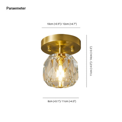 Gold Finish Aurora Luxe Metal Diamond Mount Flush Ceiling Light