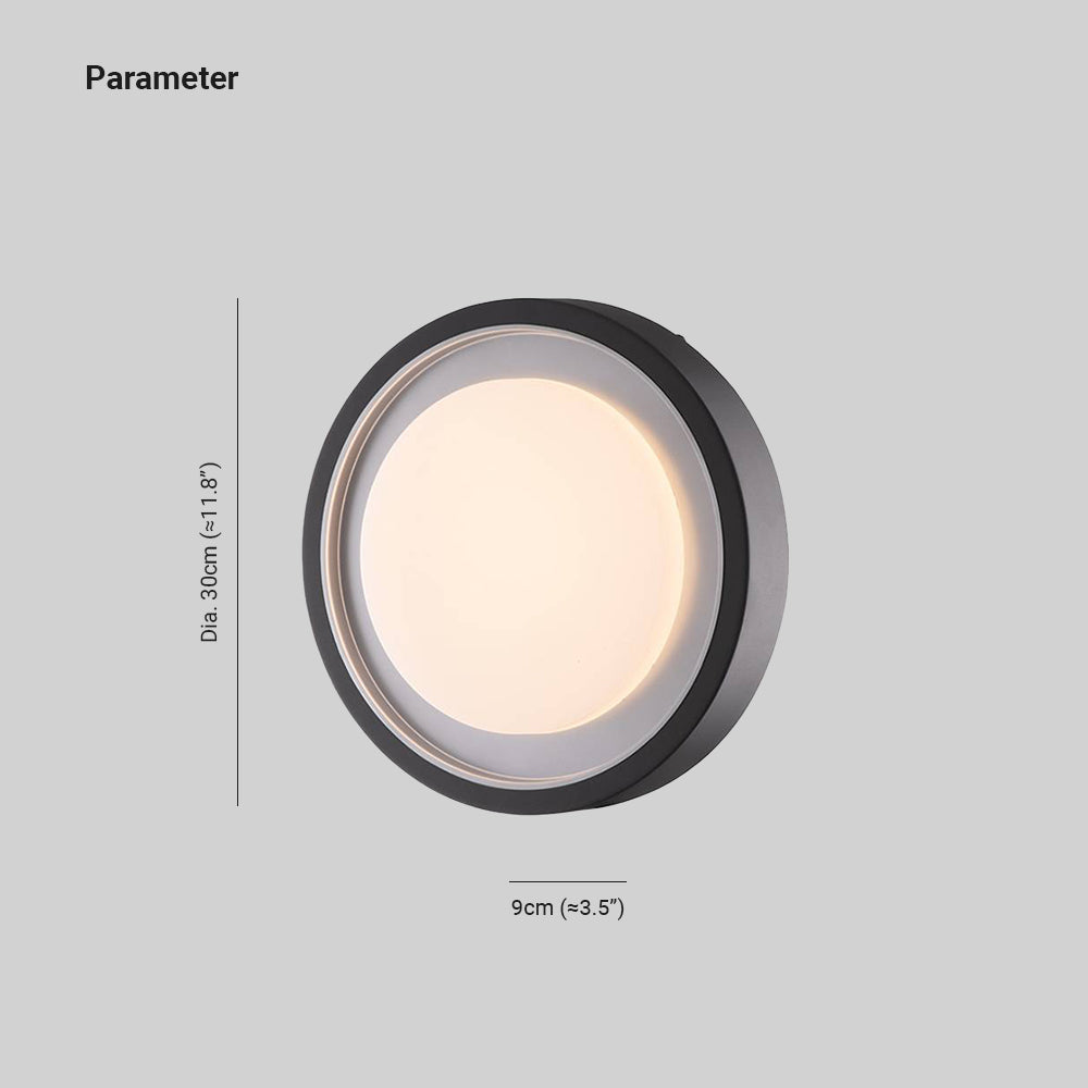 Outdoor Wall Light LED Circular Disc Metal Black