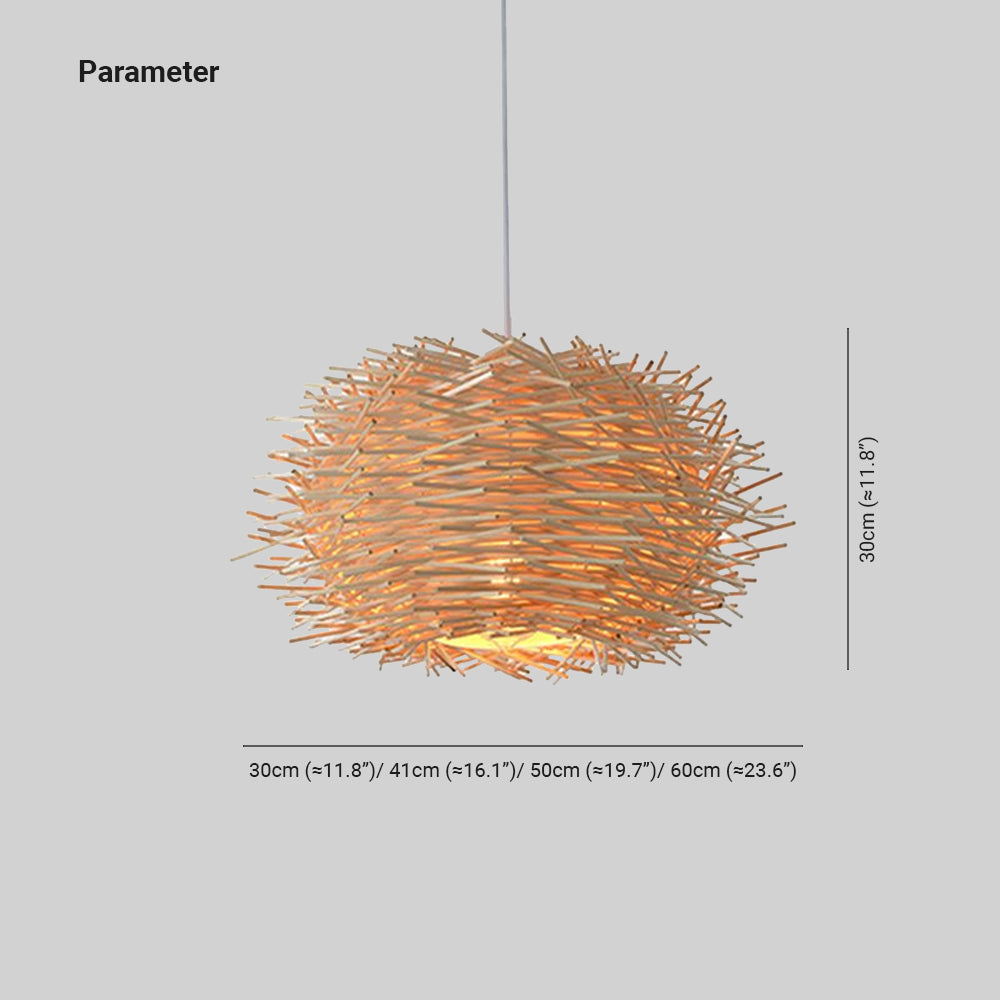 Cozy Ambience Natural Wood Nest Pendant Light