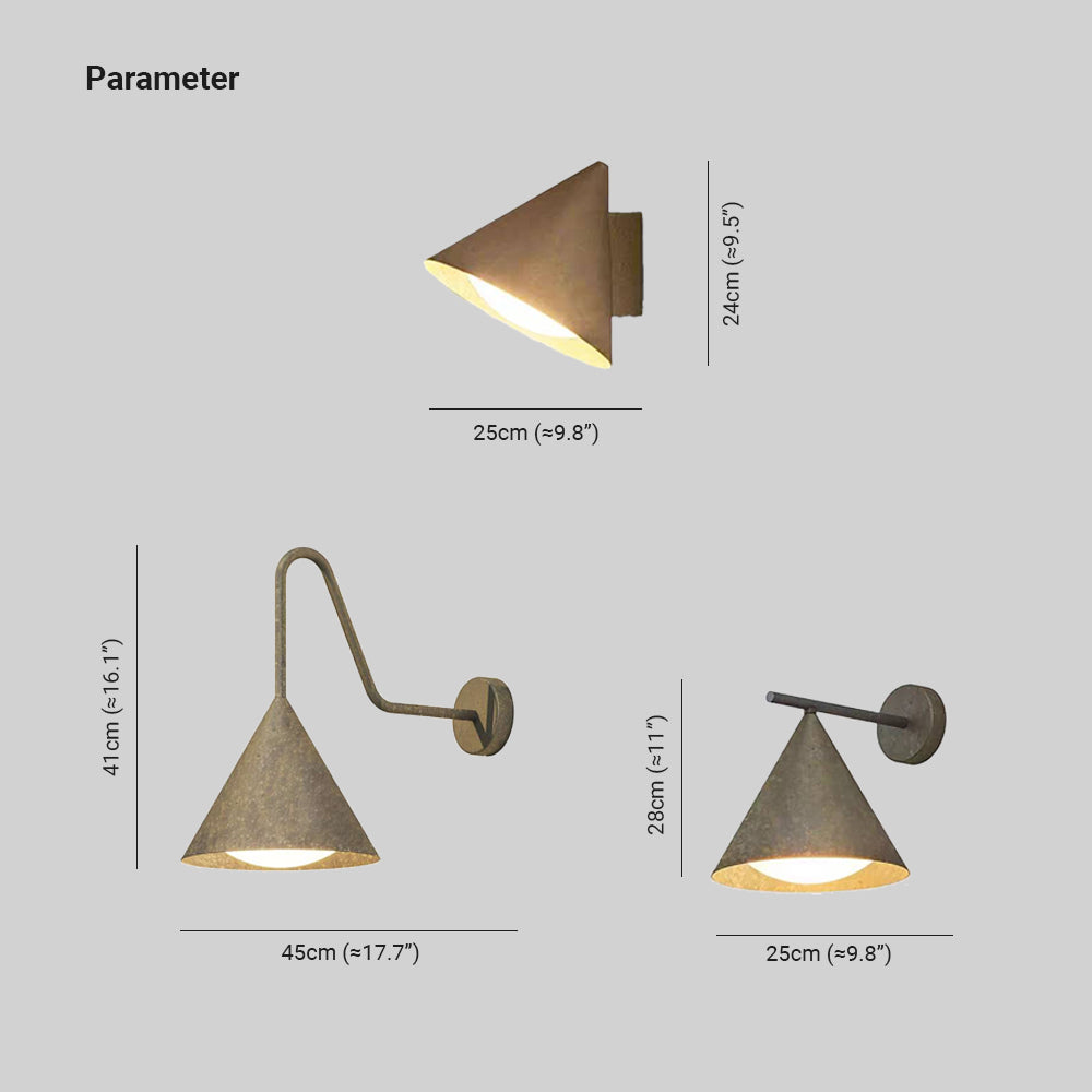Black Gold IP65 Waterproof Minimalist Outdoor Metal Cone Light