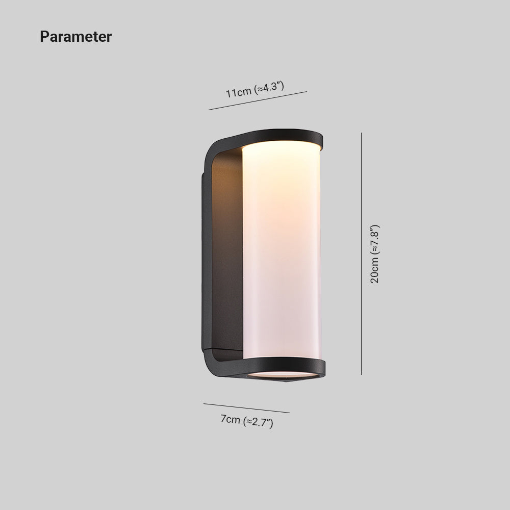 Black Outdoor LED Compatible Metal Cylindrical Wall Light
