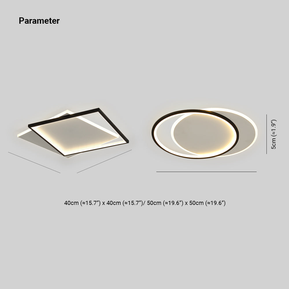 Square Or Round Black And White Premium Flush Mount Ceiling Light