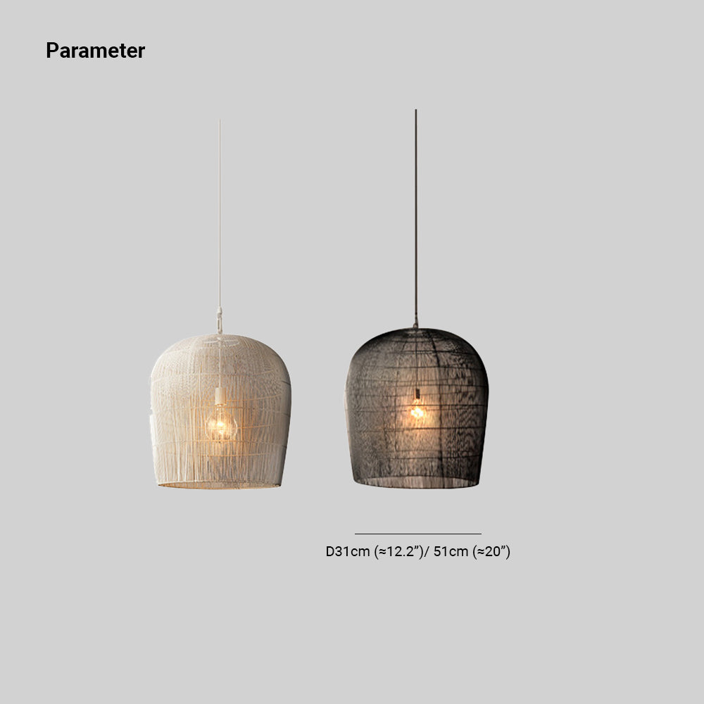 Warm Glow Rattan Bird Cage Pendant Light