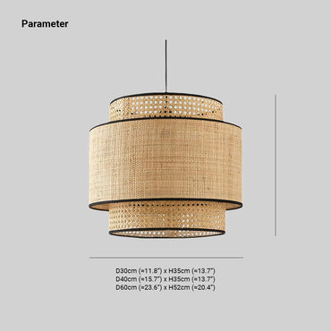Cozy Spaces Pendant Light in Metal and Rattan