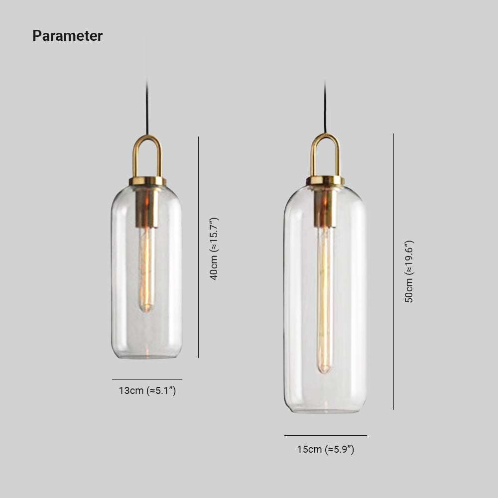 Rust Resistant Metal Frame Glass Cylinder Pendant Light