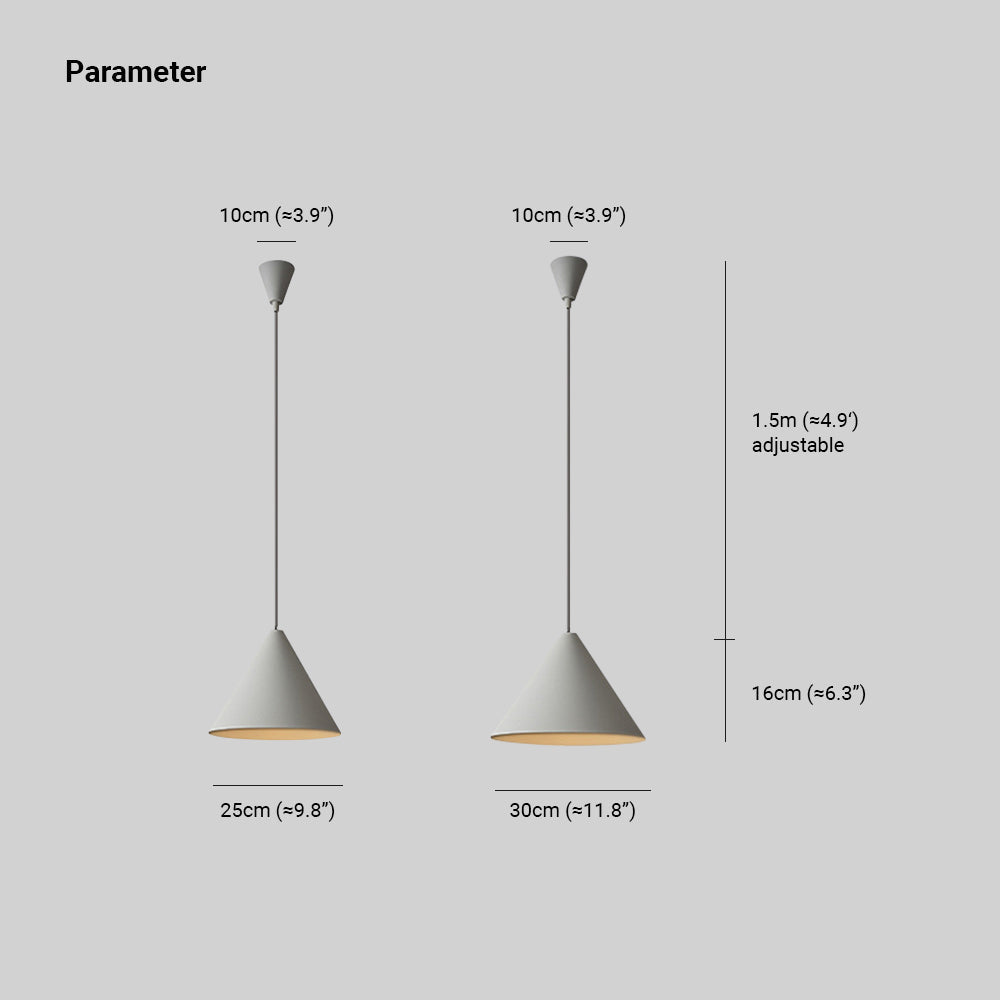 Minimalist Grey Cone Pendant Light With Ambient LED Glow