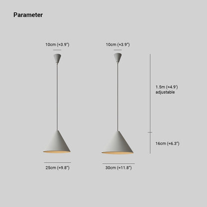Minimalist Grey Cone Pendant Light With Ambient LED Glow