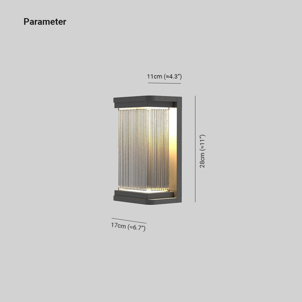 Matte Black Rectangular Outdoor Glass Wall Light With Warm Glow