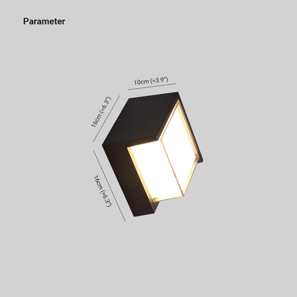 Matte Black Metal Outdoor Wall Light Nova Edge Square