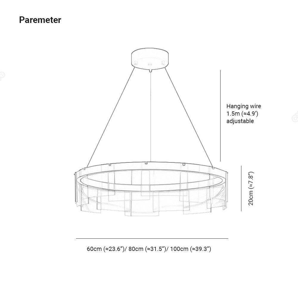 Metal Pendant Light Ring Black For Living Rooms Ambient