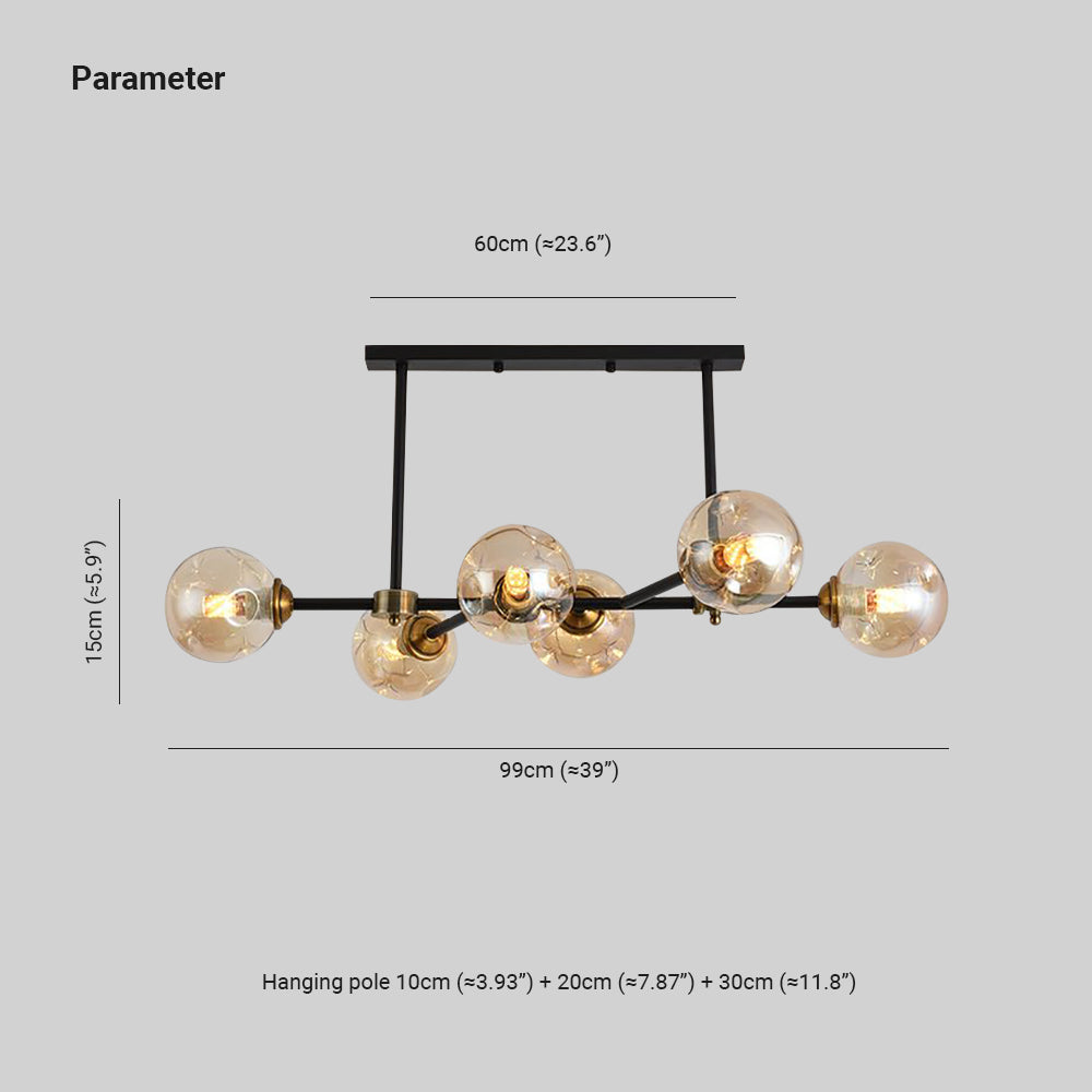 LED Amber Glass Bubble Pendant Light for Ambient Glow