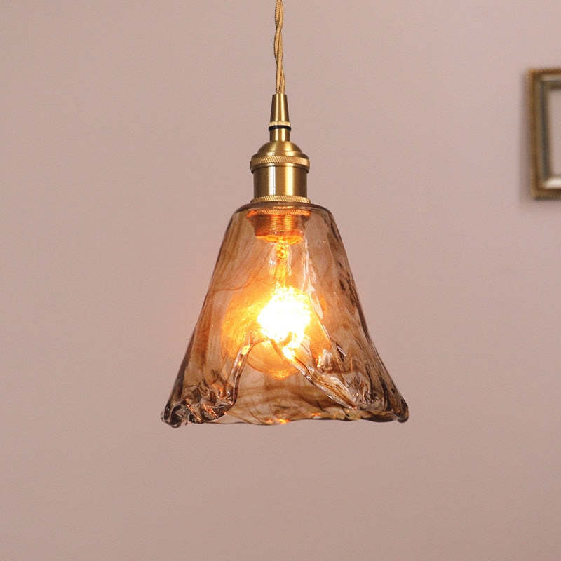Vintage Glow Brass And Glass Zina Pendant Light