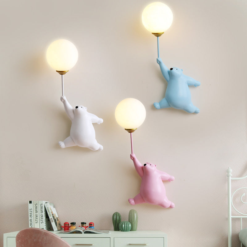 White Pink Or Blue Available Wall Light Balloon Bear Whimsical