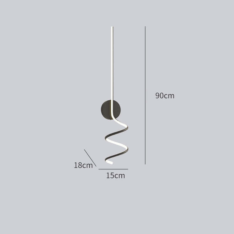 Matte Black And White Spiral LED Art Wall Light