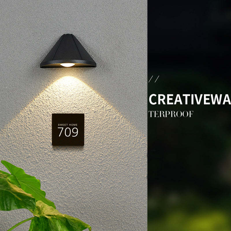 Outdoor Wall Light Black Metal Hardwired IP65 Cone Shaped