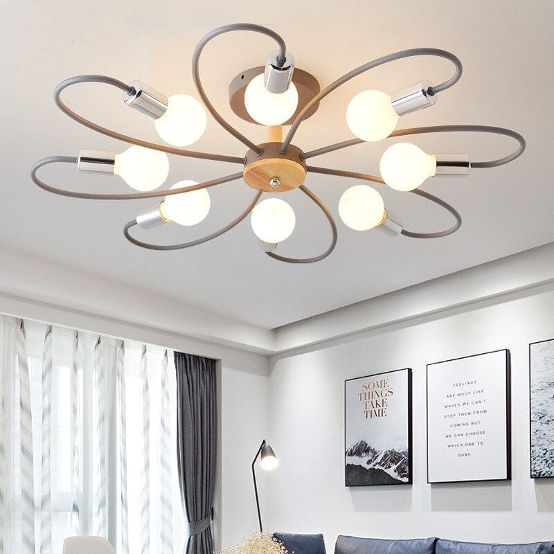 Green Grey Ceiling Flush Light Glass And Metal Elegant