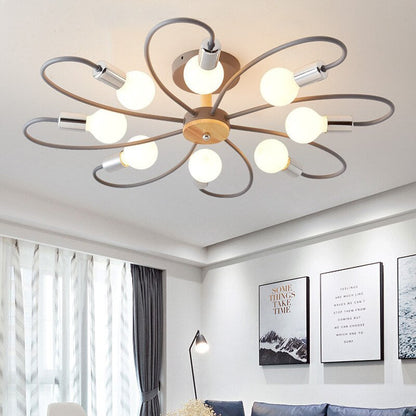 Green Grey Ceiling Flush Light Glass And Metal Elegant