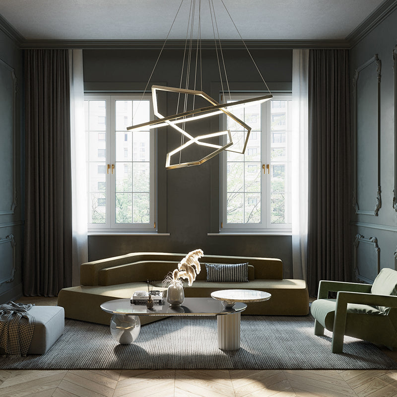 Gold Finish Geometric Metal Pendant Light