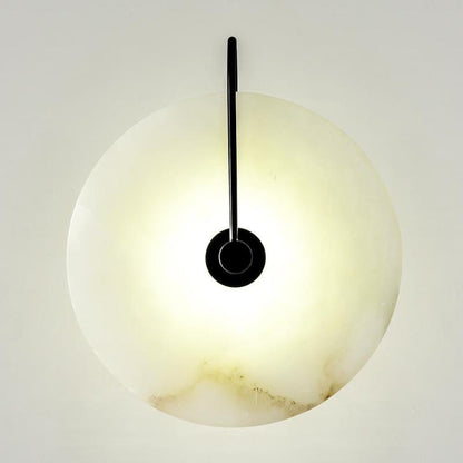 Gold And Black Finish Round Marble Bedside Wall Light