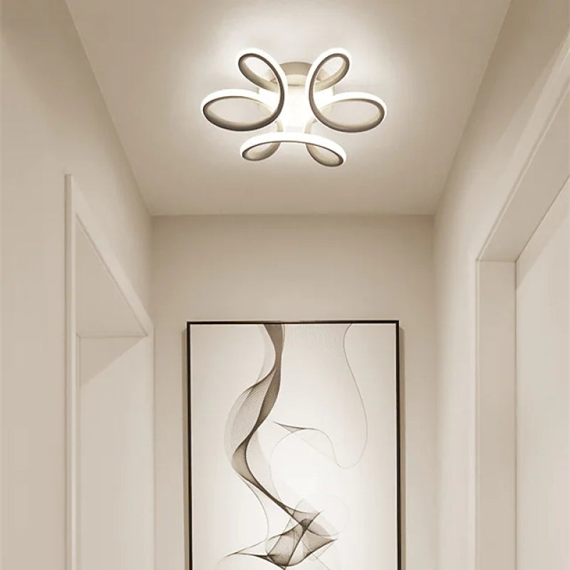 Dual Tone Black White LED Floral Metal Ceiling Light Hallway
