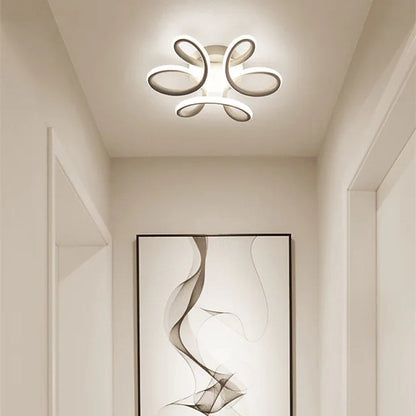 Dual Tone Black White LED Floral Metal Ceiling Light Hallway