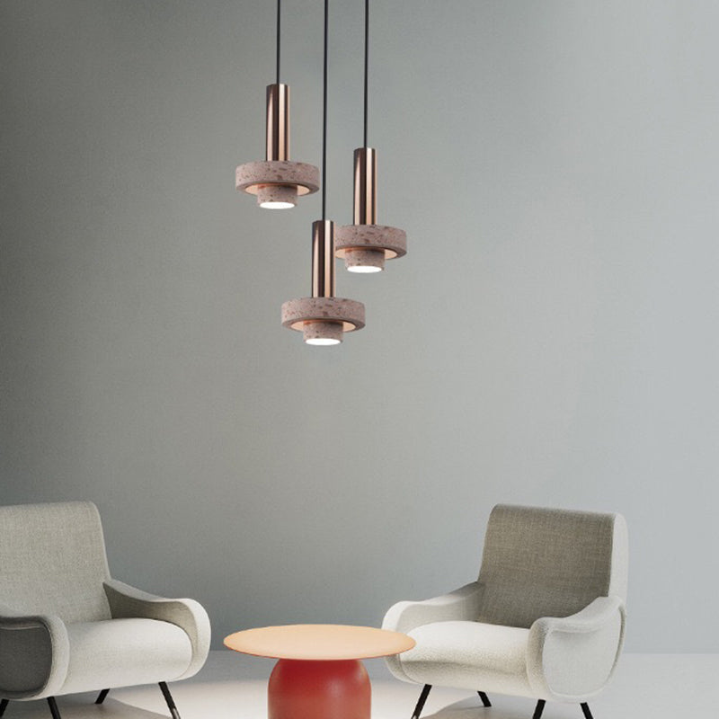 Art Deco Pendant Light With Terrazzo Accents And Colorful LED