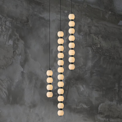 Warm Glow Alabaster Lyra Pendant Light For Stairs