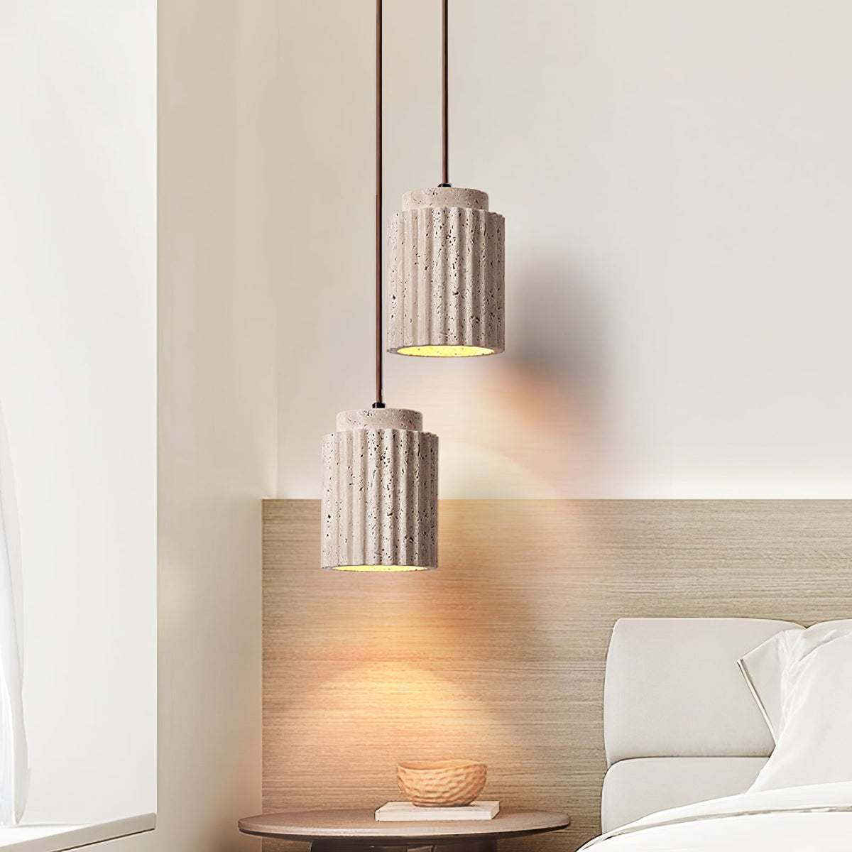 Warm Glow Travertine Ceiling Pendant Light