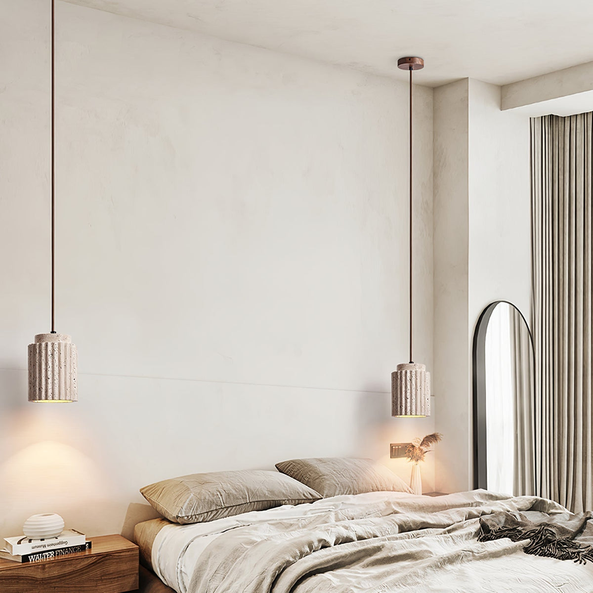 Warm Glow Travertine Pendant Ceiling Light