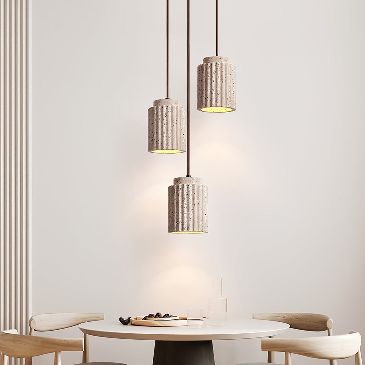 Warm Glow Travertine Ceiling Pendant Light