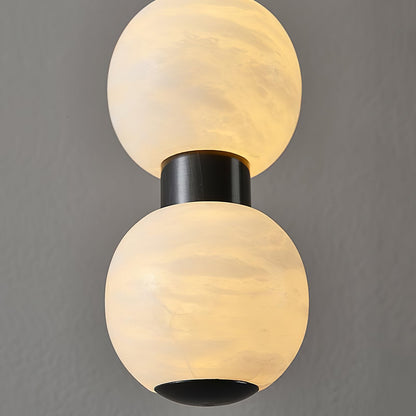 Warm Glow Alabaster Lyra Pendant Light For Stairs