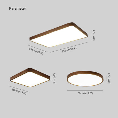 LED Flush Mount Geometric Modern Walnut Ceiling Light