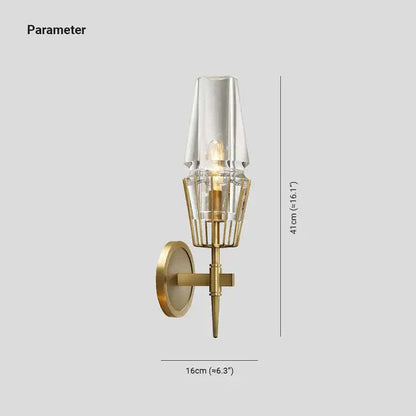 Gold Finish Vintage Glass Wall Lantern Light