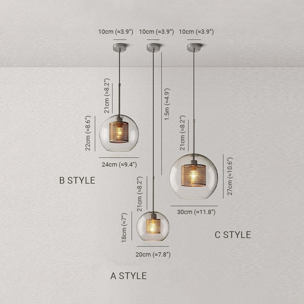Pendant Light Glass Shade With Soft Glow Gold