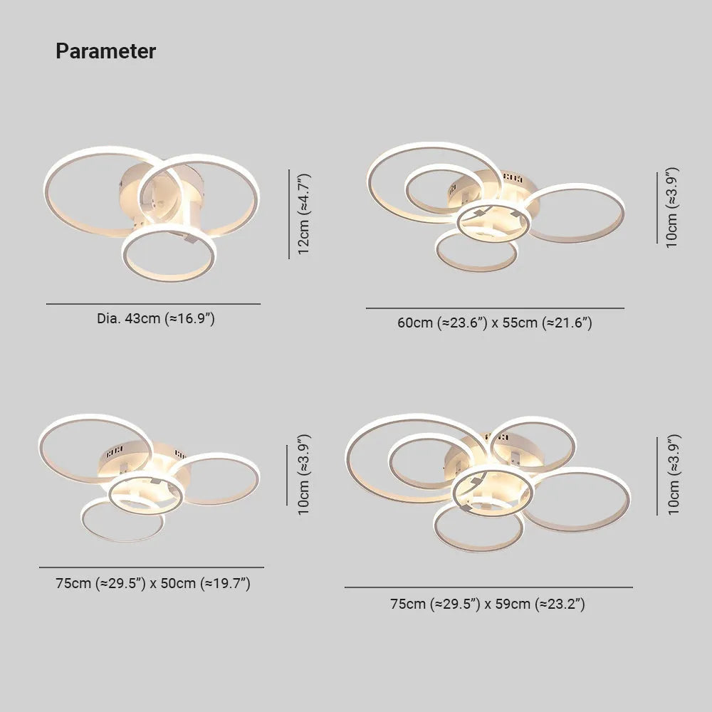 Black And White LED Ceiling Light Overlapping Circle