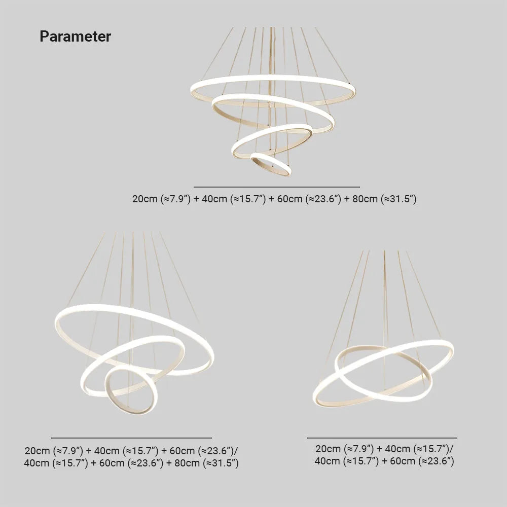 Adjustable Rings Dimmable Ring Pendant Light