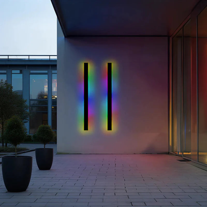 Outdoor Wall Light Sleek Black LED Linear