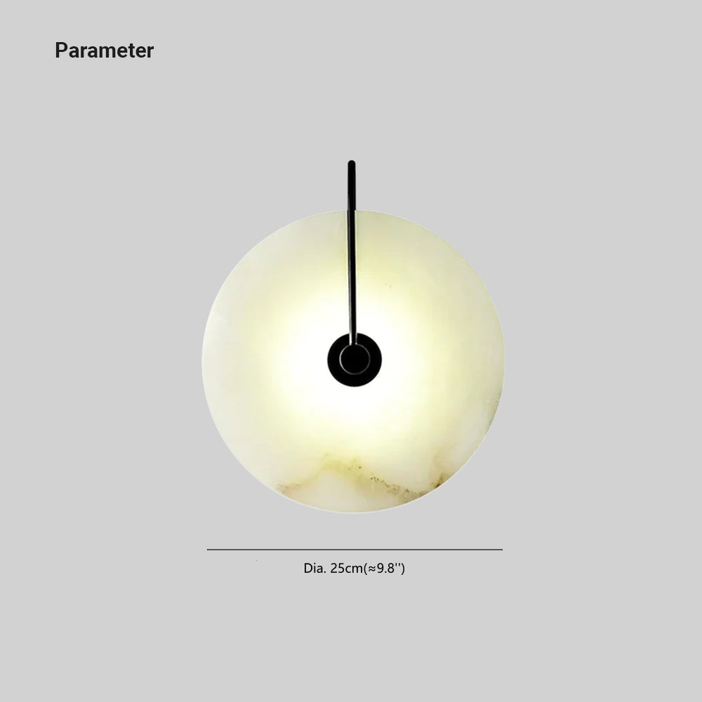 Gold And Black Finish Round Marble Bedside Wall Light