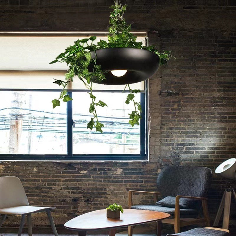Warm Glow Lacquered Metal Round Pendant Light