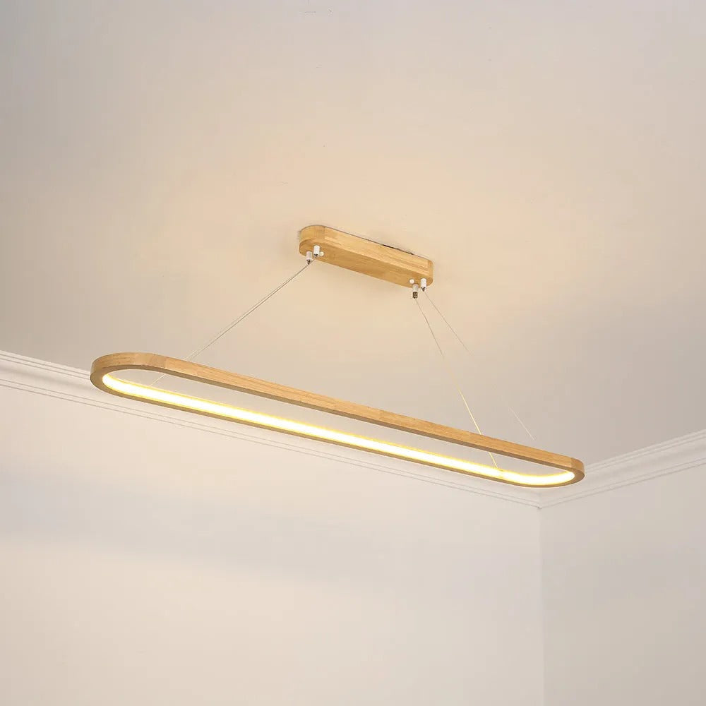 Dimmable Color Temperature Oval Wood Pendant Light