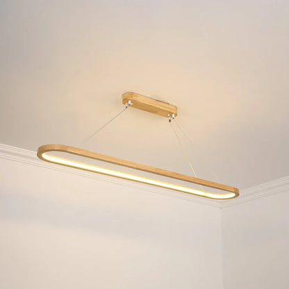 Dimmable Color Temperature Oval Wood Pendant Light