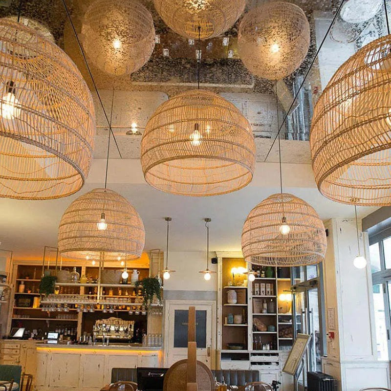 Natural Warmth Handcrafted Bamboo Rattan Pendant Light
