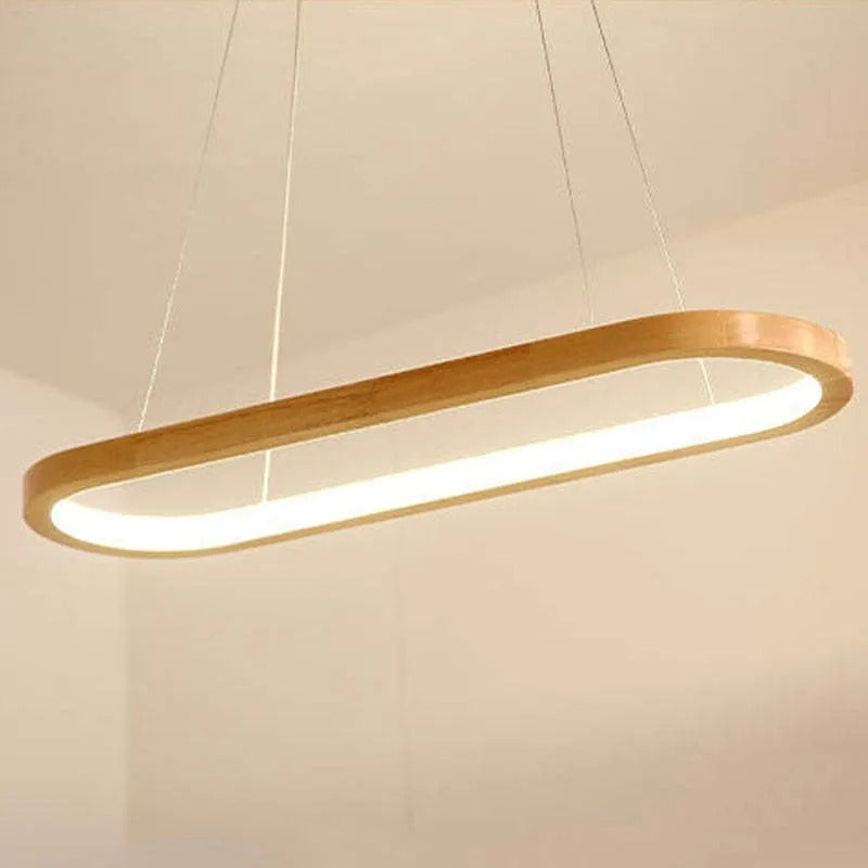 Dimmable Color Temperature Oval Wood Pendant Light